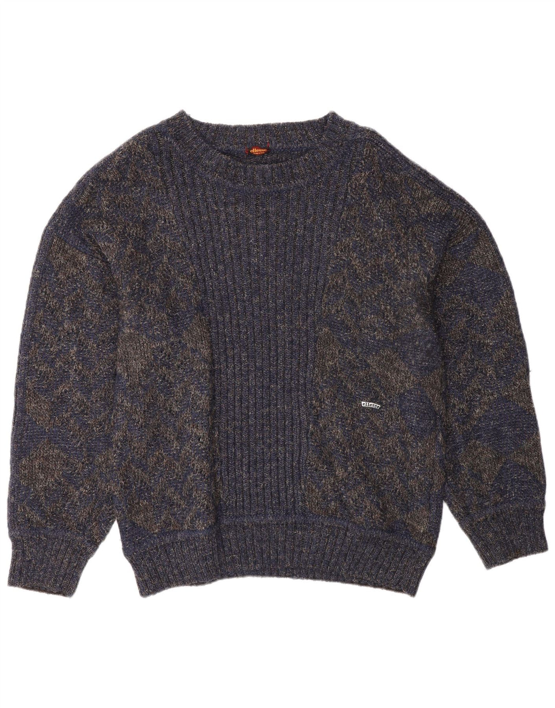 Ellesse Herren-Pullover mit U-Boot-Ausschnitt, mittlere marineblaue Wolle