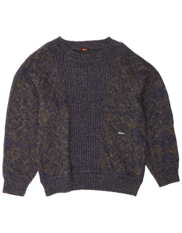 Ellesse Herren-Pullover mit U-Boot-Ausschnitt, mittlere marineblaue Wolle