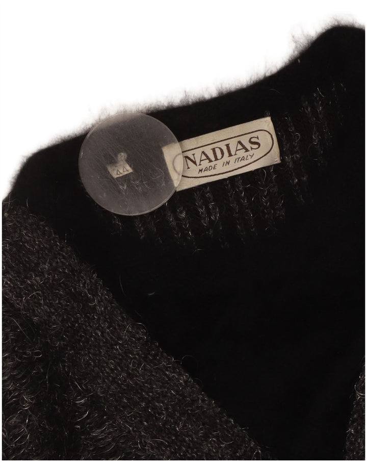 VINTAGE Damen-Pullover mit V-Ausschnitt IT 44 Mittelgrauer Farbblock