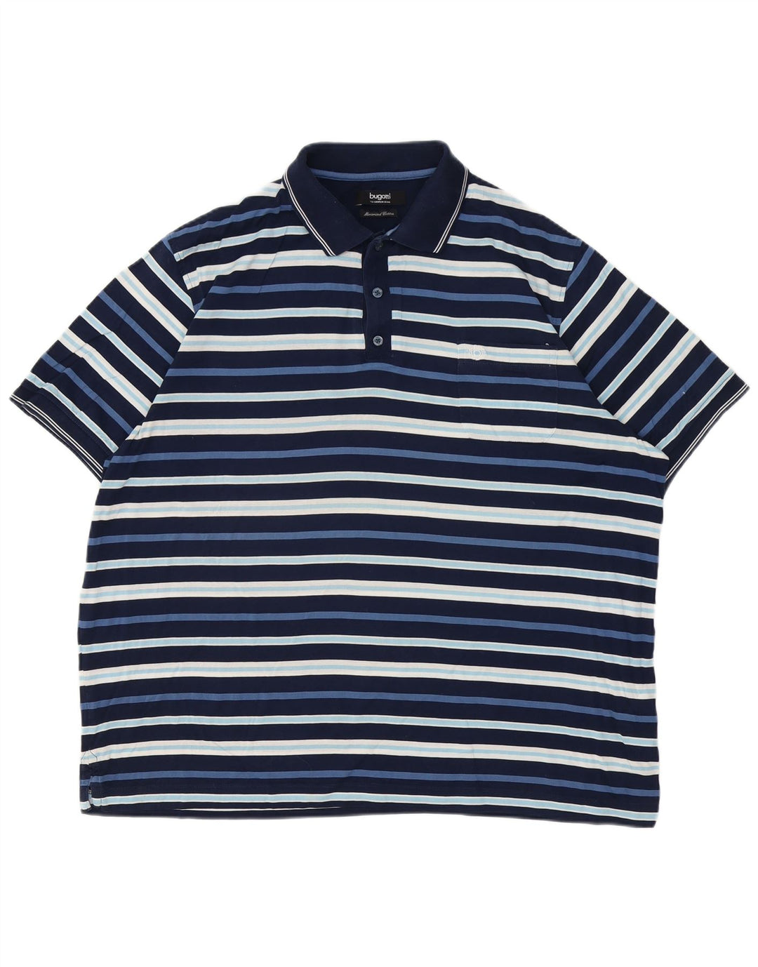 BUGATTI Herren Poloshirt 3XL Marineblau gestreift aus Baumwolle