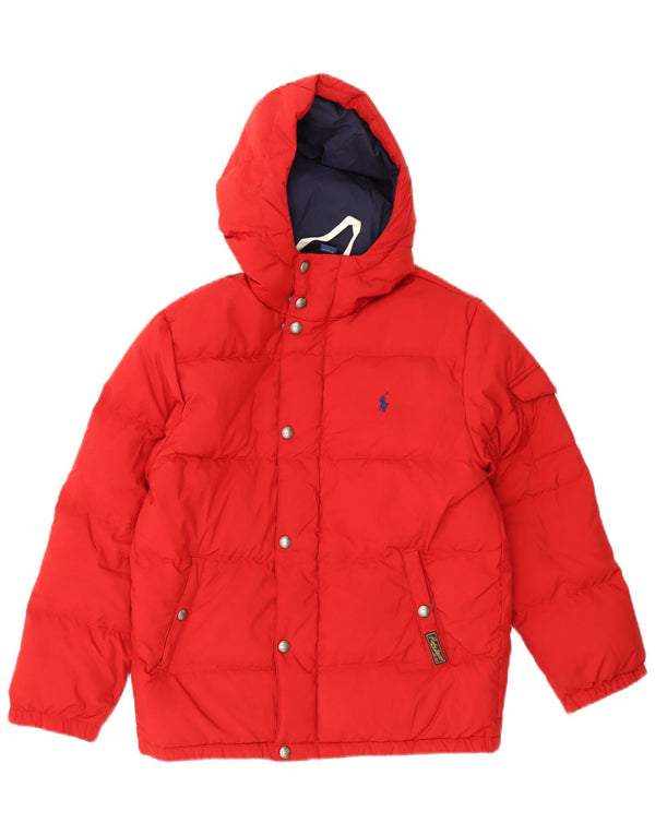 Polo Ralph Lauren Wattierte Jacke für Jungen mit Kapuze, 10–11 Jahre, Mittelrot