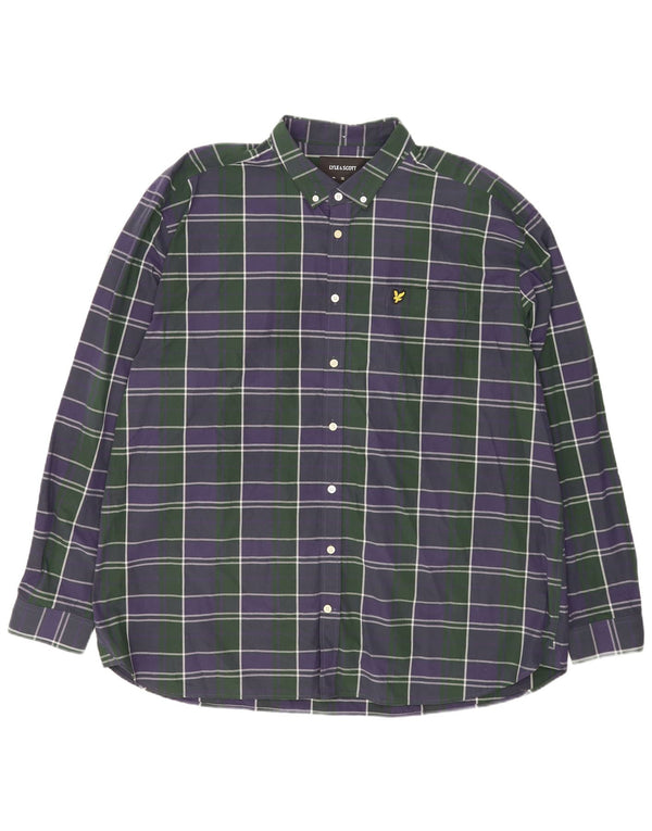 Lyle & Scott Herrenhemd 3XL Marineblau kariert Baumwolle