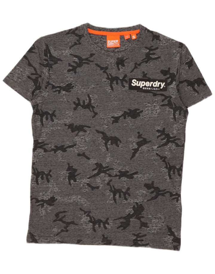 Superdry Herren T-Shirt Top Small Grau Camouflage Baumwolle