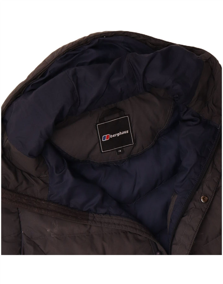 BERGHAUS Womens Hooded Padded Jacket UK 16 Large Grey Polyester