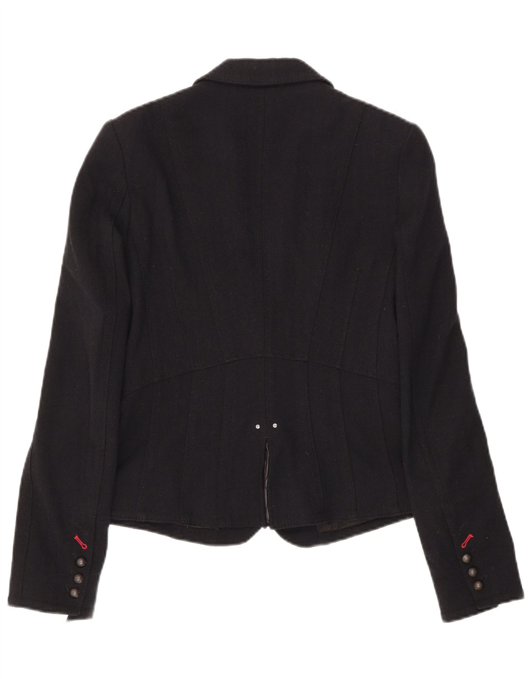 Marc Cain Damen 3-Knopf-Blazerjacke UK 6 XS Schwarze Wolle