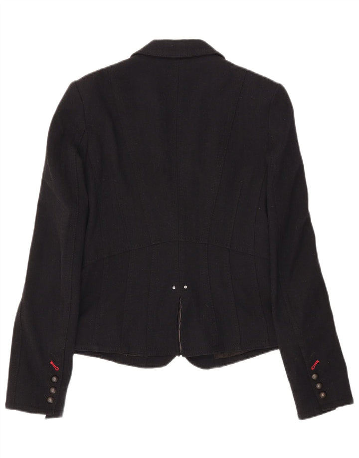 Marc Cain Damen 3-Knopf-Blazerjacke UK 6 XS Schwarze Wolle