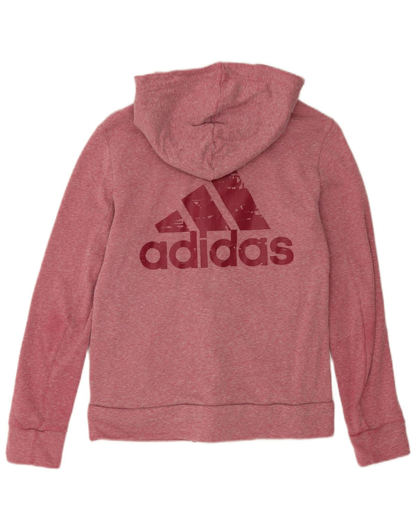 Adidas Damen Graphic Zip Hoodie Pullover UK 14 Medium Pink Flecked