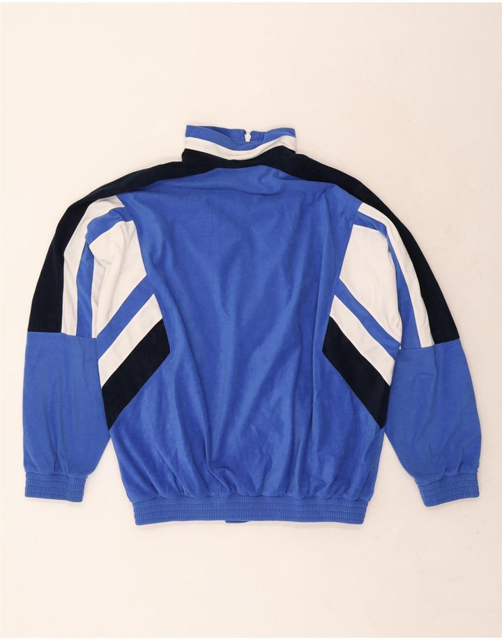 Vintage Herren-Trainingsanzug-Top-Jacke IT 48 Mittelblaues Colourblock-Polyester