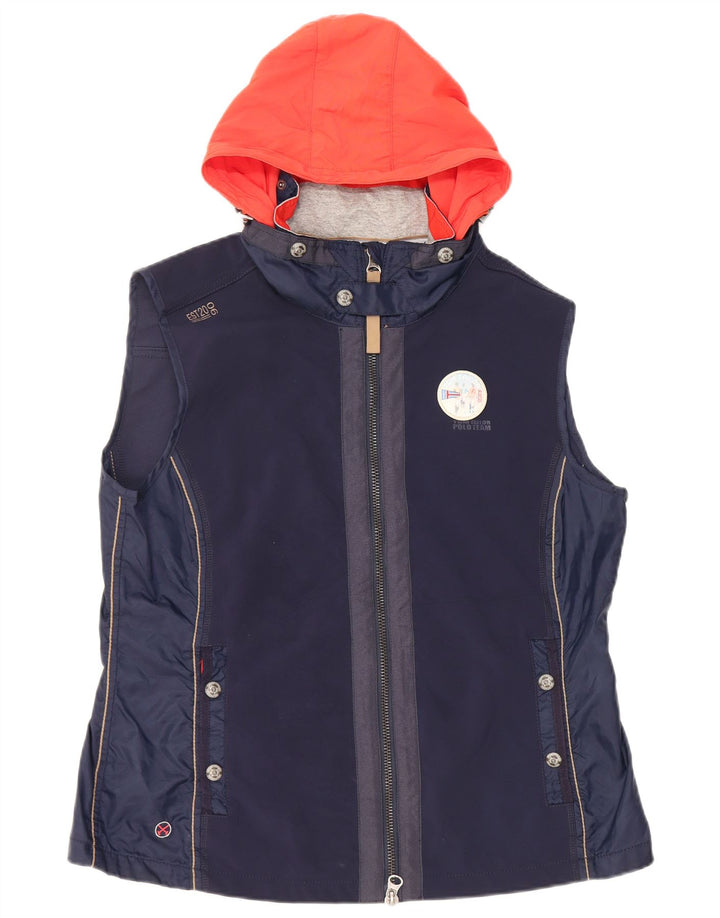Tom Tailor Damen-Kapuzenweste UK 20 2XL Marineblaues Colourblock-Polyester