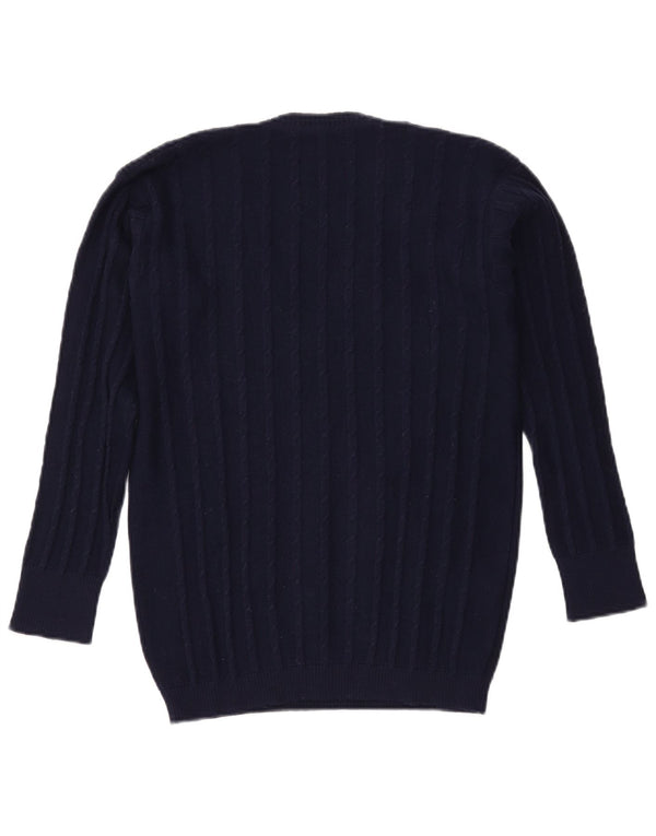 VINTAGE Damen V-Ausschnitt Pullover Pullover UK 16 Large Marineblau