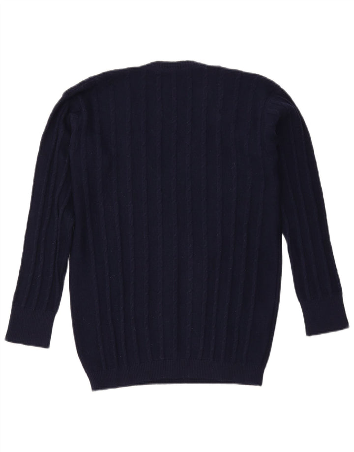 VINTAGE Damen V-Ausschnitt Pullover Pullover UK 16 Large Marineblau