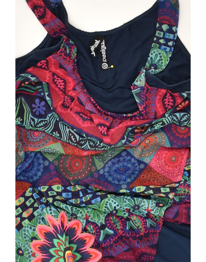 DESIGUAL Womens Sleeveless Sundress EU 38 Medium Navy Blue Patchwork | Vintage Desigual | Thrift | Second-Hand Desigual | Used Clothing | Messina Hembry 