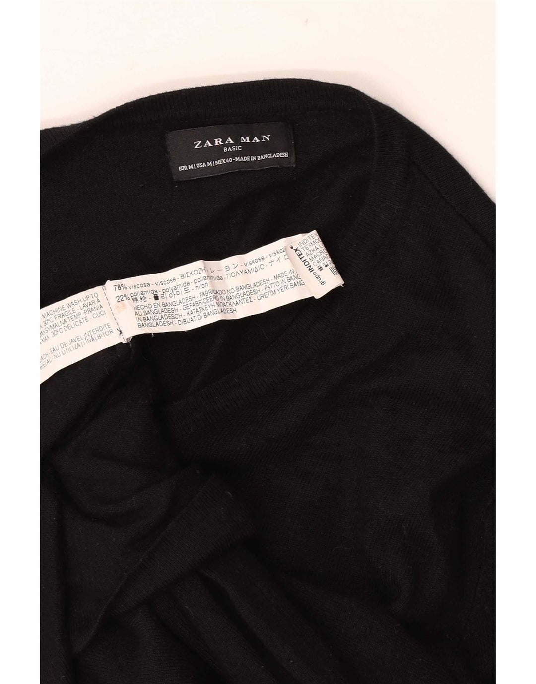 Zara Herren-Pullover mit V-Ausschnitt, mittlere schwarze Viskose