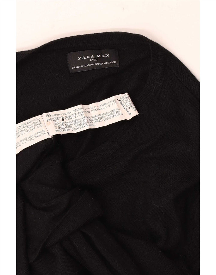 Zara Herren-Pullover mit V-Ausschnitt, mittlere schwarze Viskose