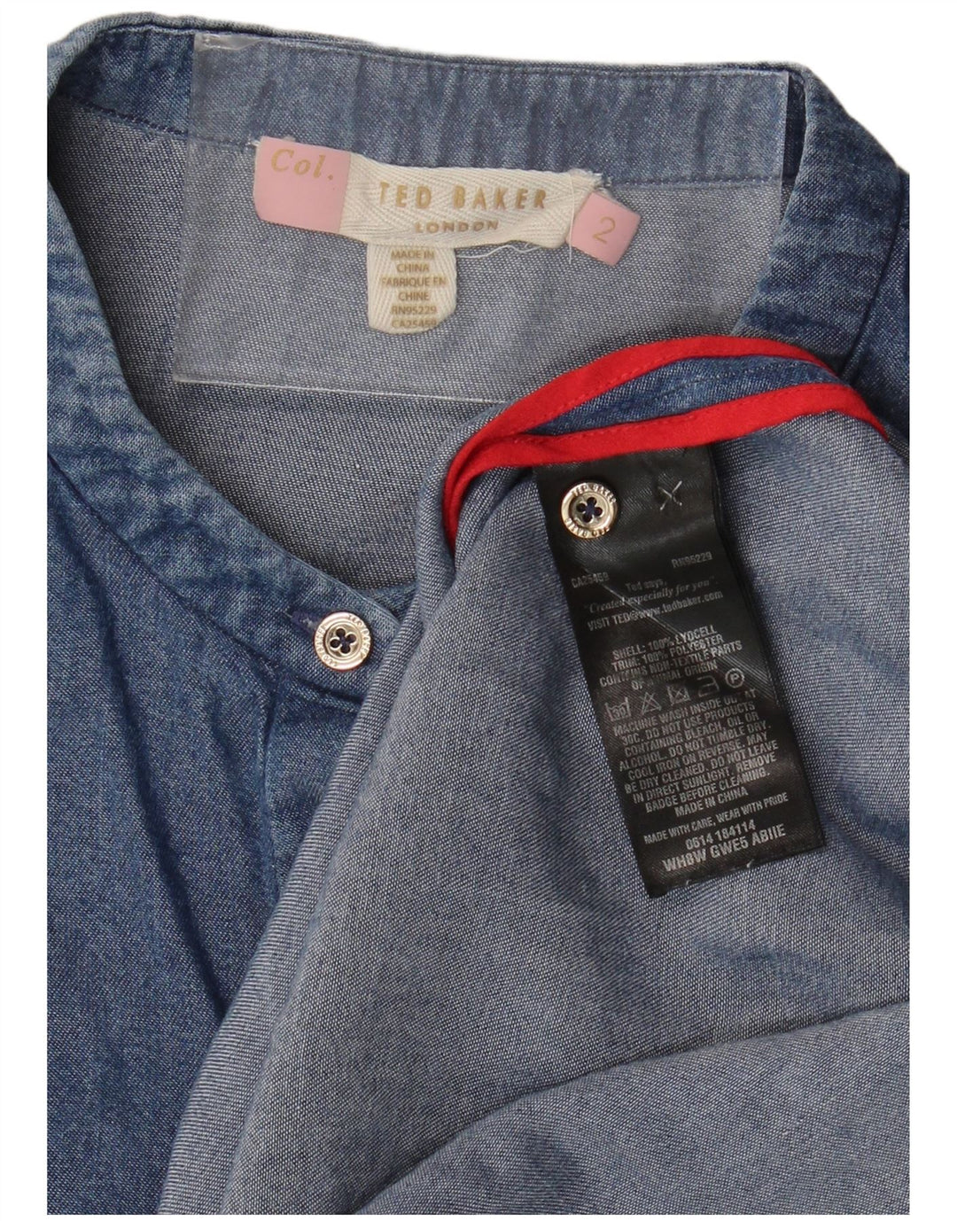 Ted Baker Damen-Jeanshemd mit lockerer Passform, ärmellos, Größe 2, klein, blaues Lyocell