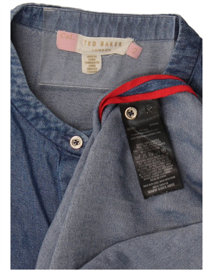 Ted Baker Damen-Jeanshemd mit lockerer Passform, ärmellos, Größe 2, klein, blaues Lyocell