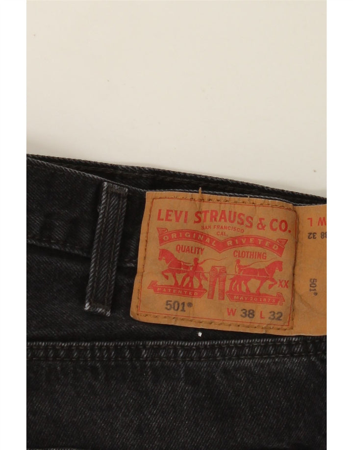 LEVI'S Herren 501 Straight Jeans W38 L32 Schwarze Baumwolle