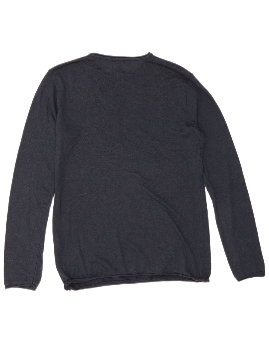 Zara Herren-Pullover mit Rundhalsausschnitt, Größe S, marineblaue Baumwolle
