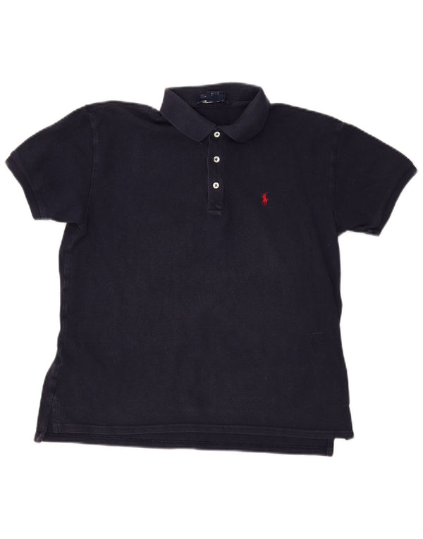 Ralph Lauren Damen-Poloshirt in Übergröße, UK 10, Größe S, Marineblau, Baumwolle