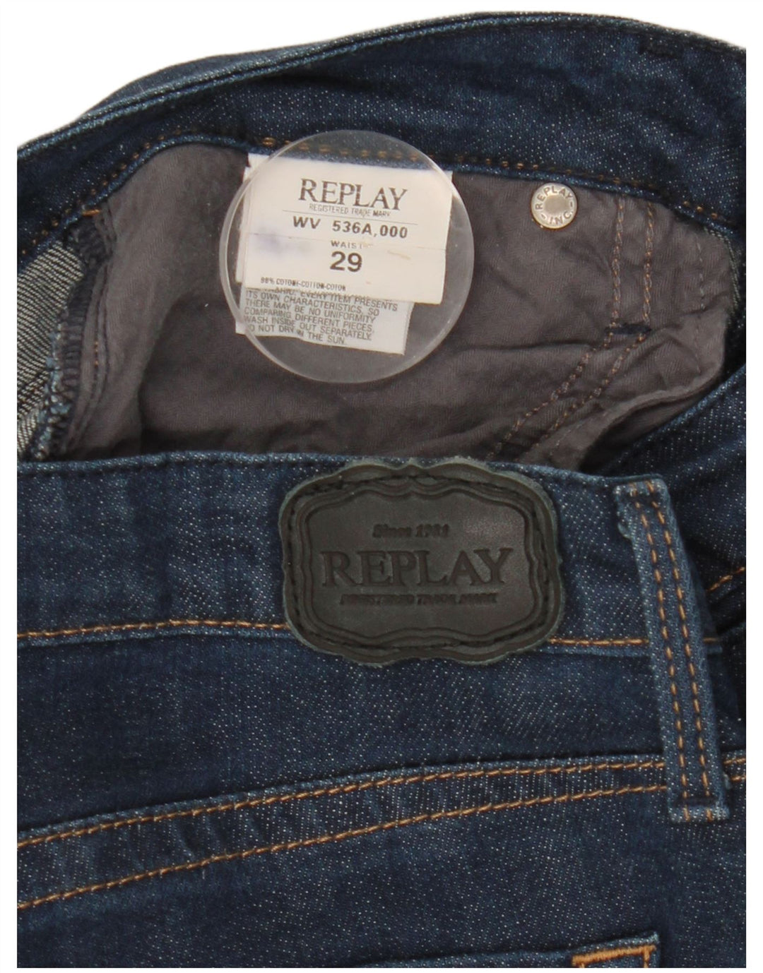 Replay Damen Slim Jeans W29 L30 Marineblau Baumwolle