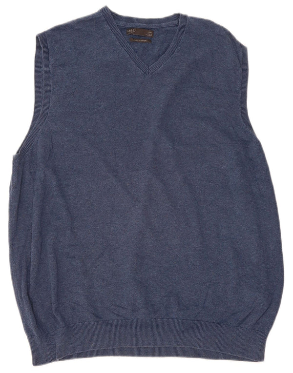 Marks & Spencer Herren Weste Tank Top 2XL Marineblau Baumwolle