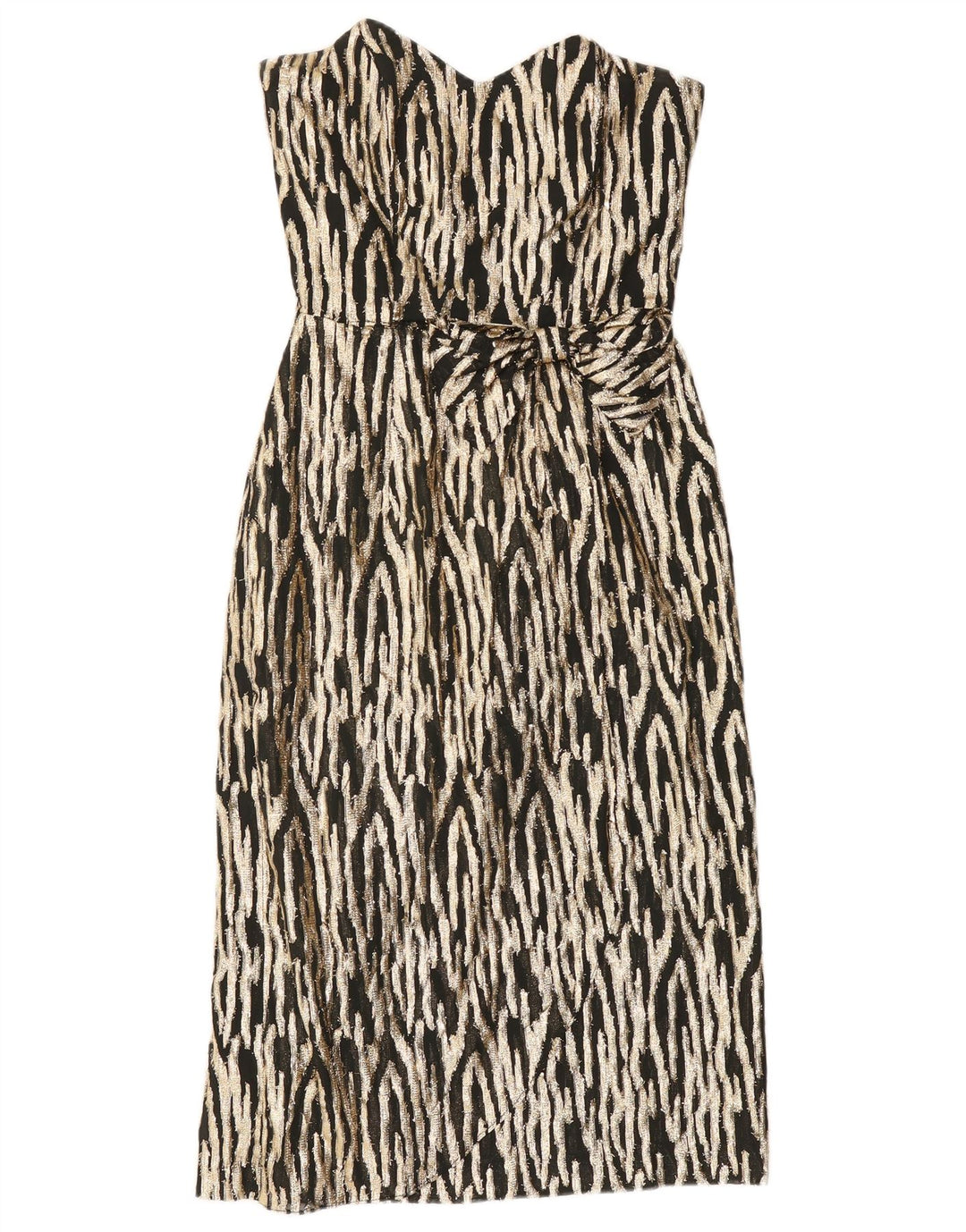 GINA BACCONI Damen Trägerloses Kleid UK 12 Medium Schwarz Animal Print