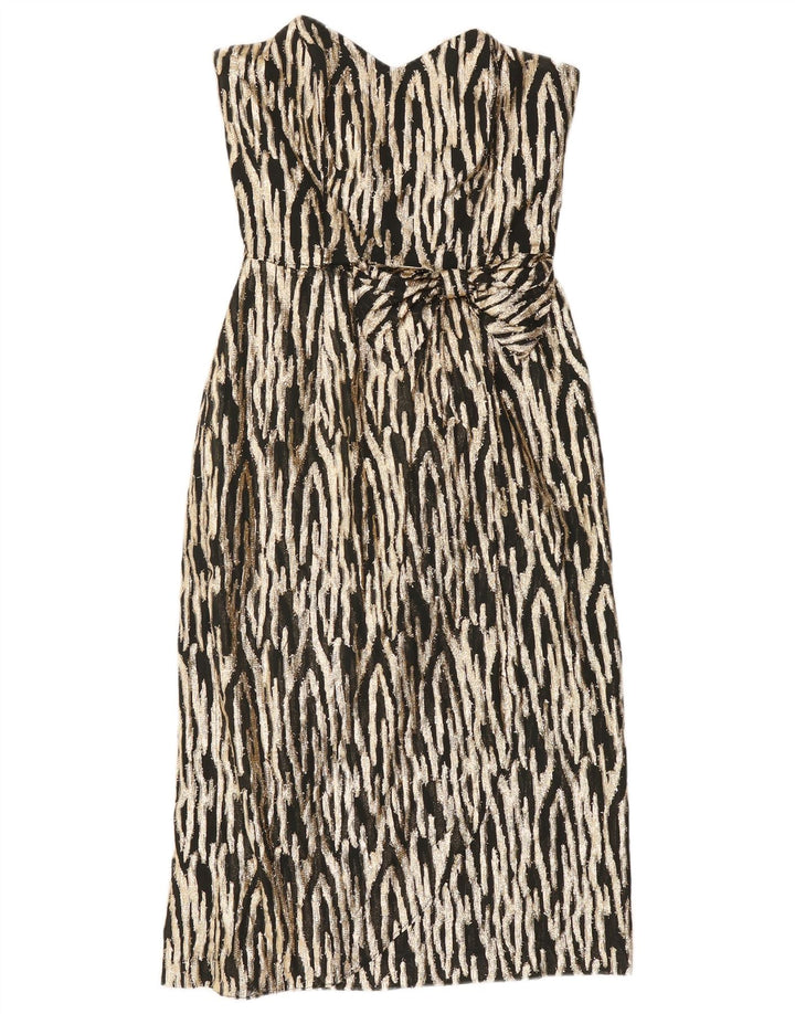 GINA BACCONI Damen Trägerloses Kleid UK 12 Medium Schwarz Animal Print