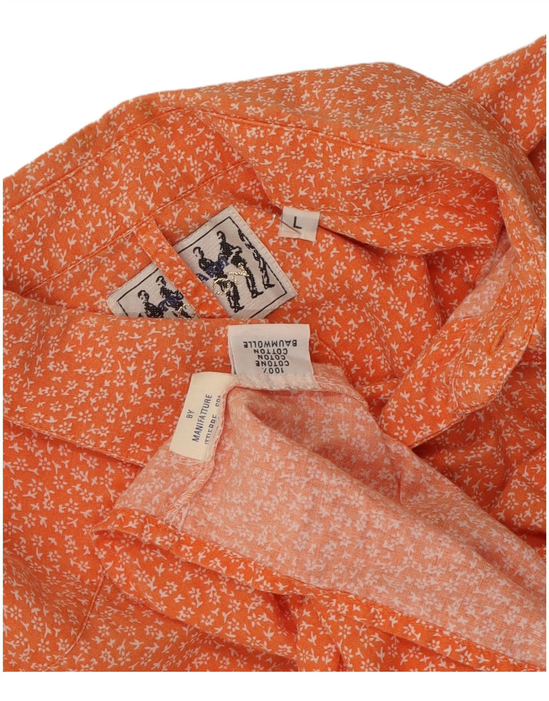Trussardi Herren-Hemd, groß, aus Baumwolle mit orangefarbenem Blumenmuster