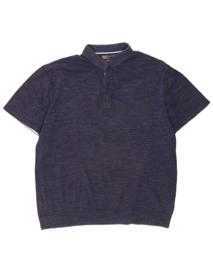 Marks & Spencer Herren-Kurzarm-Poloshirt, groß, Marineblau meliert