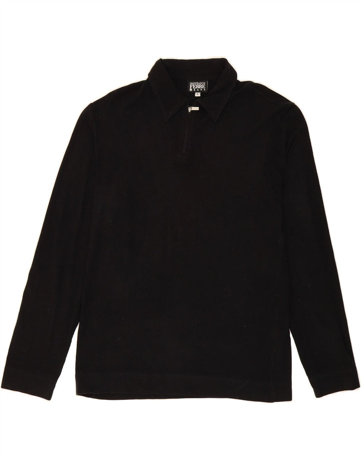 GIANFRANCO FERRE Mens Long Sleeve Polo Shirt Large Black Vintage Gianfranco Ferre and Second-Hand Gianfranco Ferre from Messina Hembry 
