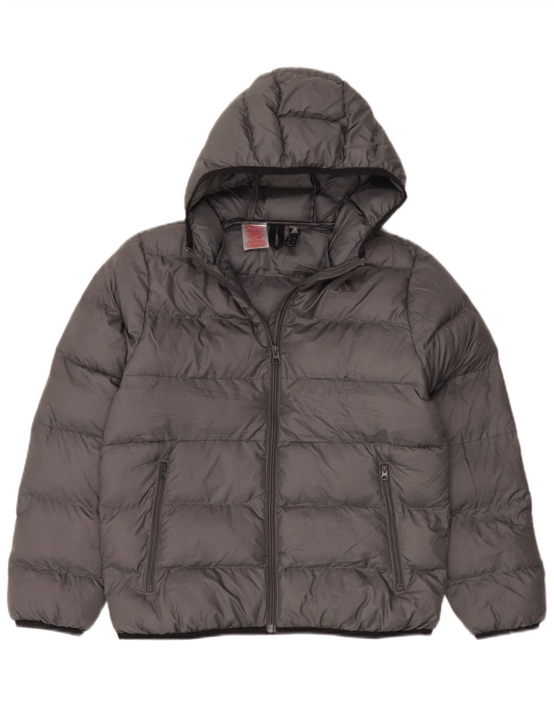 Adidas Jungen wattierte Jacke mit Kapuze, 11–12 Jahre, graues Polyester