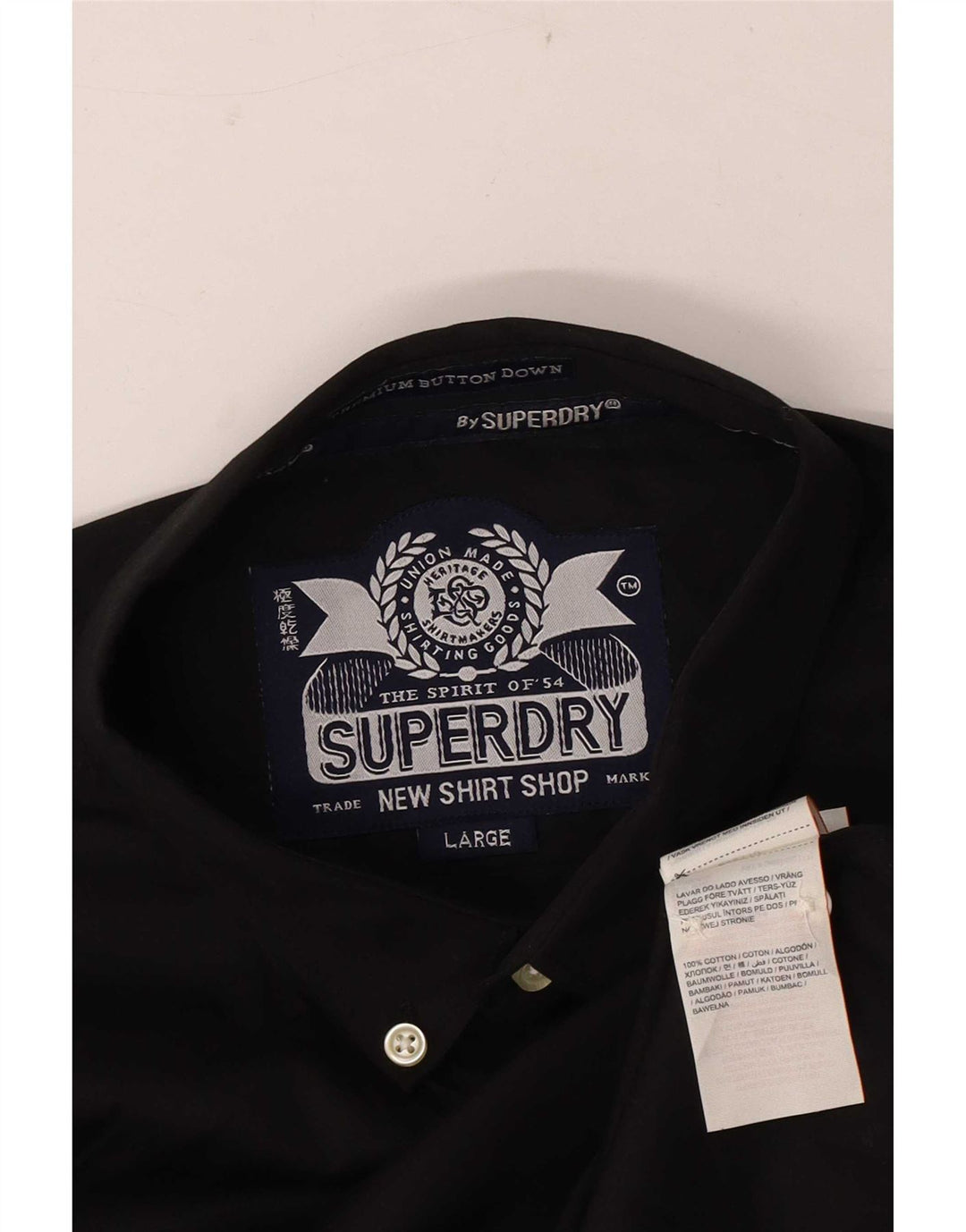 Superdry Herren-Hemd, groß, aus schwarzer Baumwolle