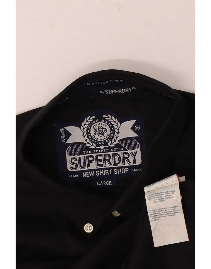 Superdry Herren-Hemd, groß, aus schwarzer Baumwolle