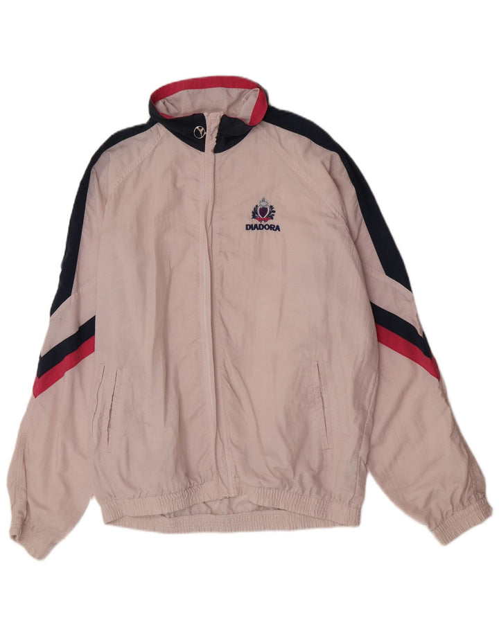Diadora Herren-Trainingsanzug-Top-Jacke, UK 42, groß, rosafarbenes Colourblock-Polyamid