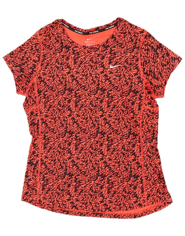 Nike Damen Dri Fit T-Shirt mit abstraktem Muster, Gr. 16, Orange