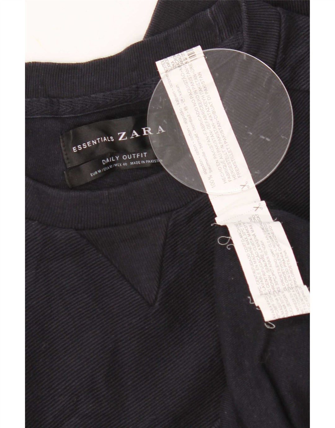 Zara Herren-Sweatshirt-Pullover, mittelmarineblaue Baumwolle