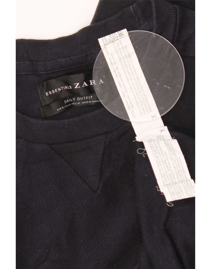 Zara Herren-Sweatshirt-Pullover, mittelmarineblaue Baumwolle
