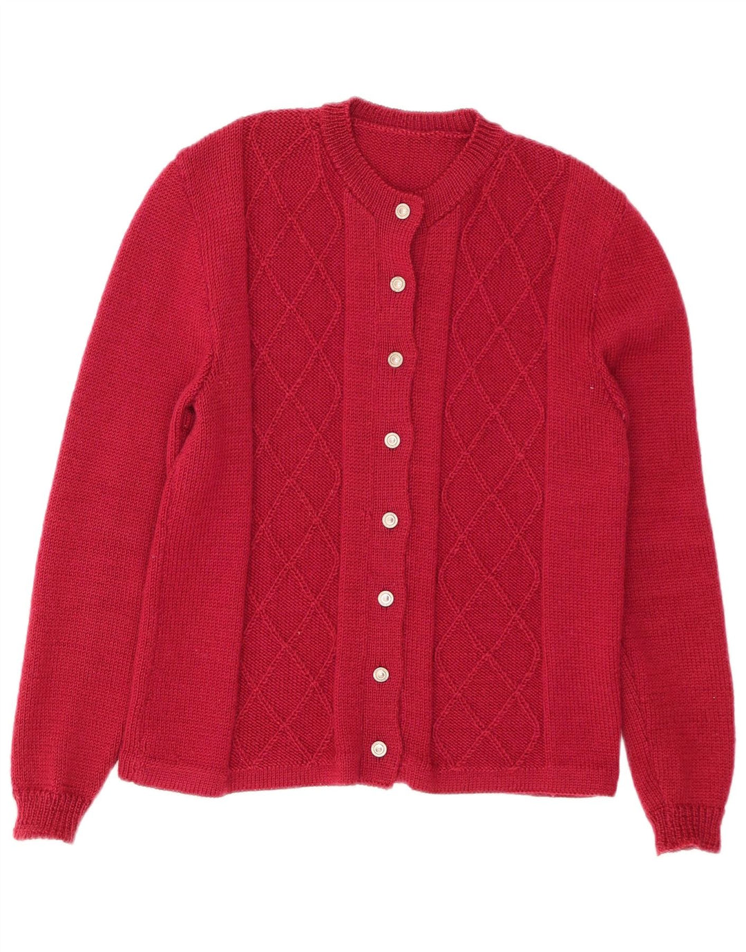 VINTAGE Damen Strickjacke UK 14 Mittelrot