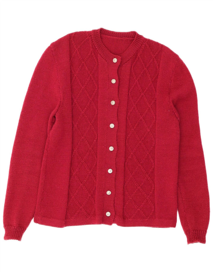 VINTAGE Damen Strickjacke UK 14 Mittelrot