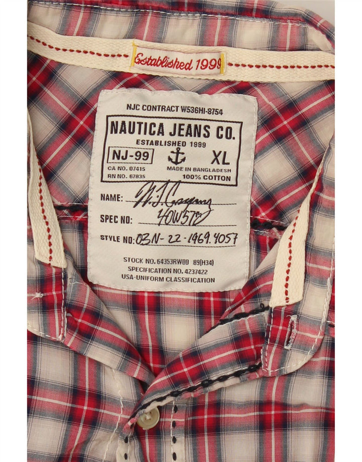 NAUTICA Mens Short Sleeve Shirt XL Red Check Cotton Vintage Nautica and Second-Hand Nautica from Messina Hembry 