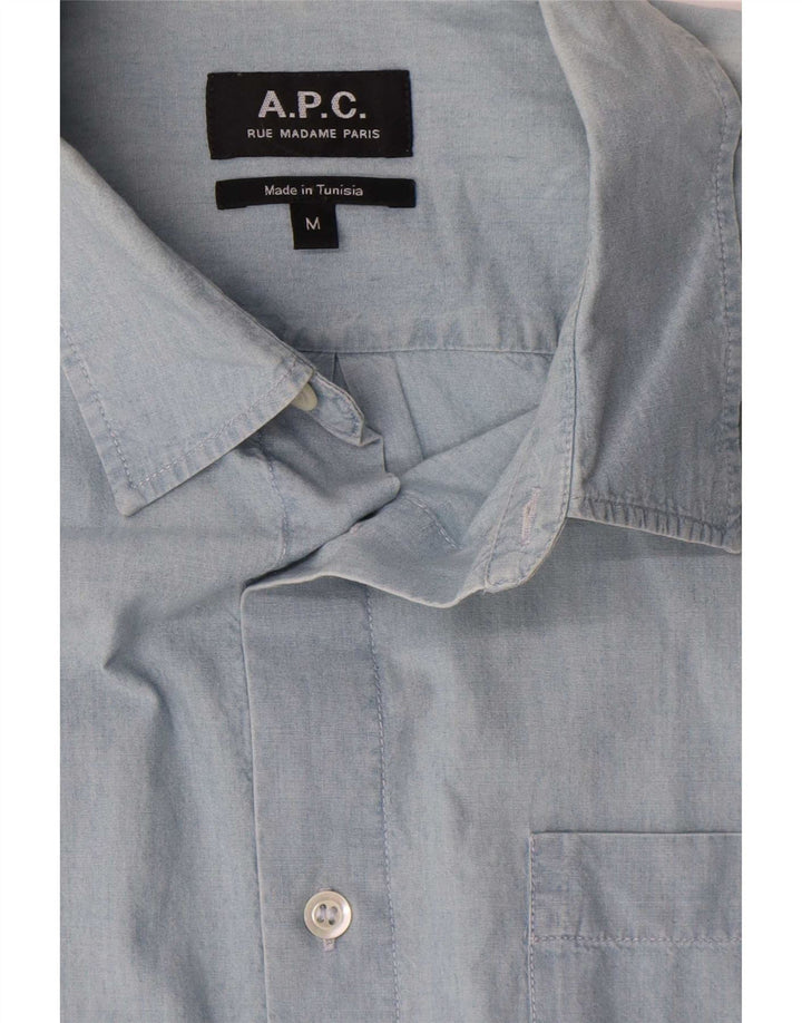 A.P.C Herren Kurzarmhemd Mittelblau