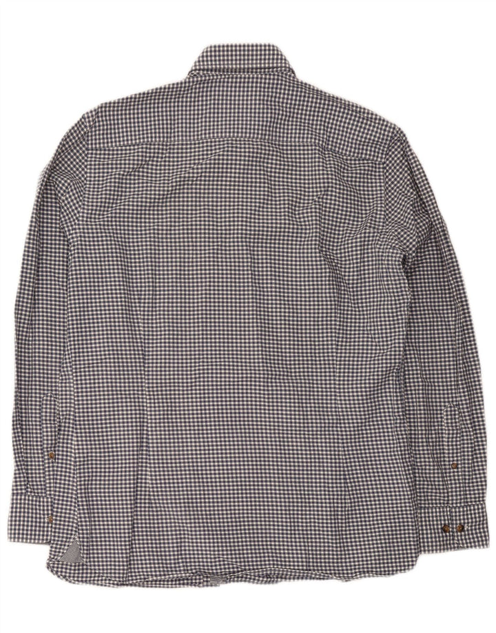 Hackett Herrenhemd, groß, marineblau, Gingham-Baumwolle