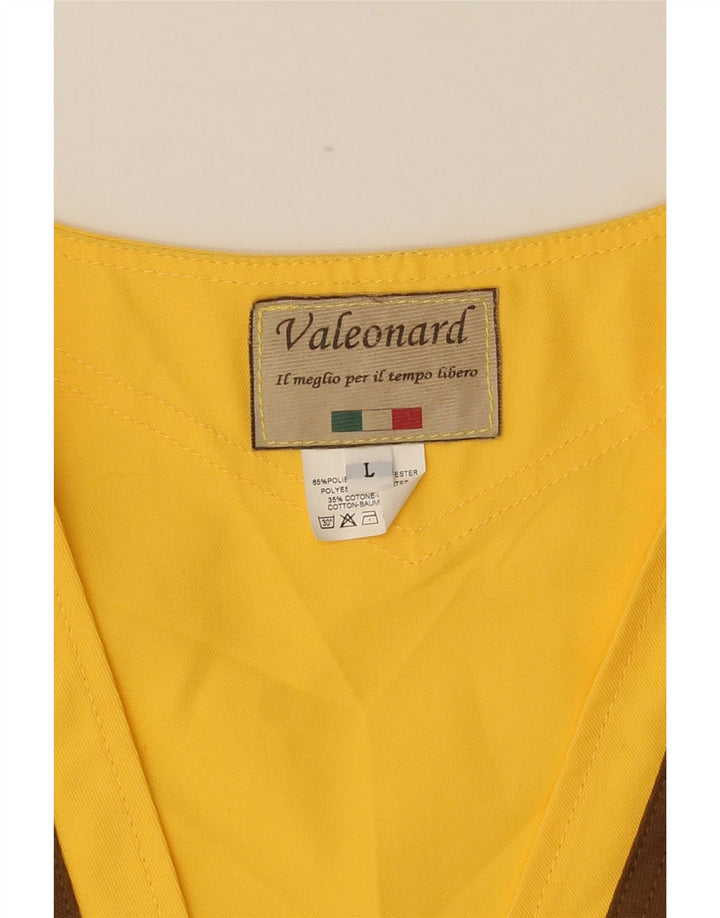 VINTAGE Herren-Utility-Gilet UK 40, großes gelbes Farbblock-Polyester