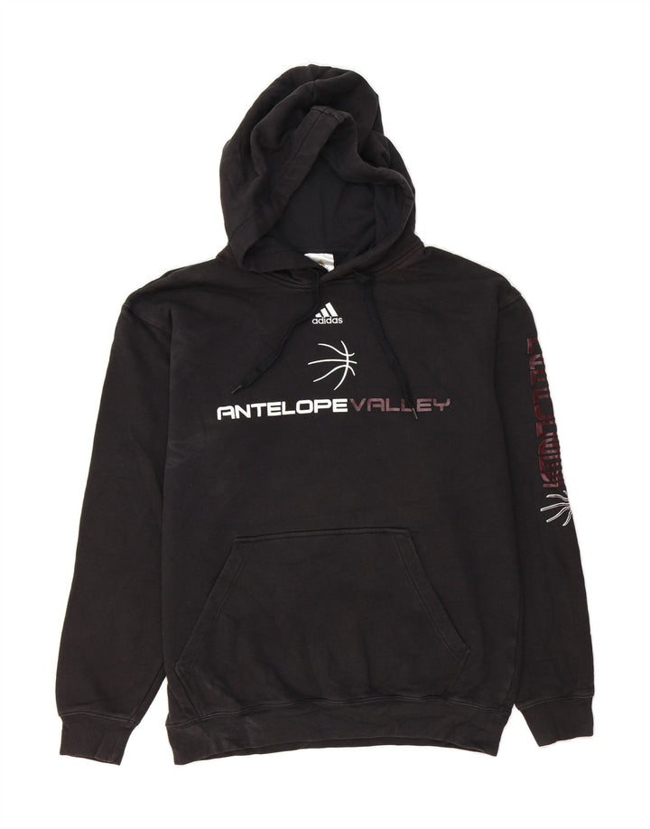 ADIDAS Mens Graphic Hoodie Jumper Medium Black Cotton Vintage Adidas and Second-Hand Adidas from Messina Hembry 