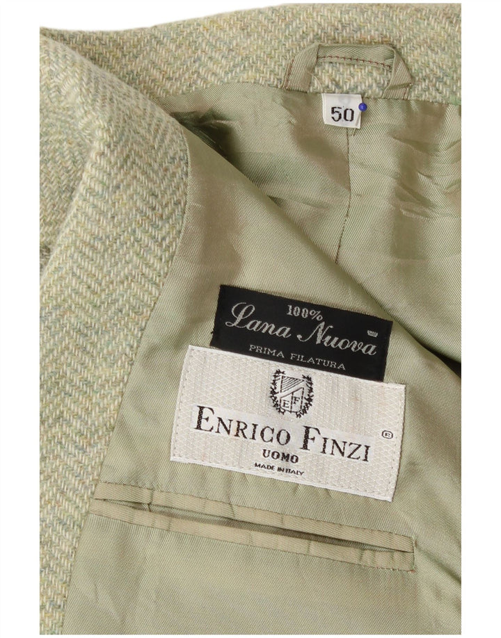 Enrico Finzi Herren-Blazer mit 2 Knöpfen, IT 50, großes grünes Fischgrätenmuster