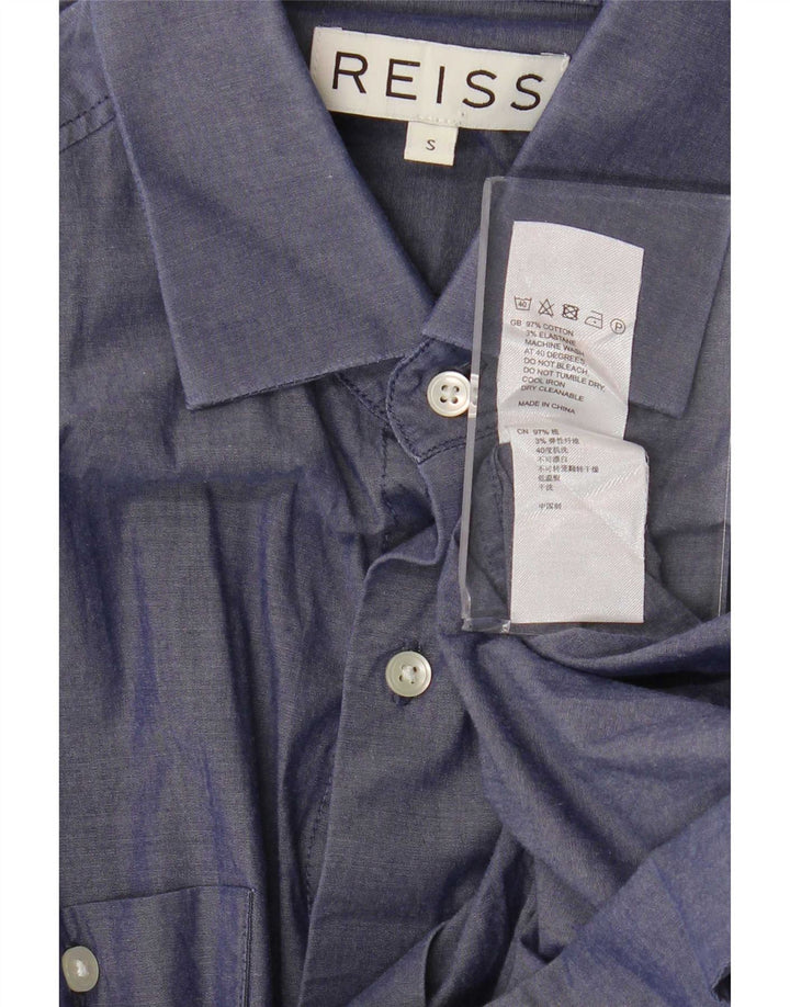 Reiss Herren-Hemd, klein, marineblau, Baumwolle