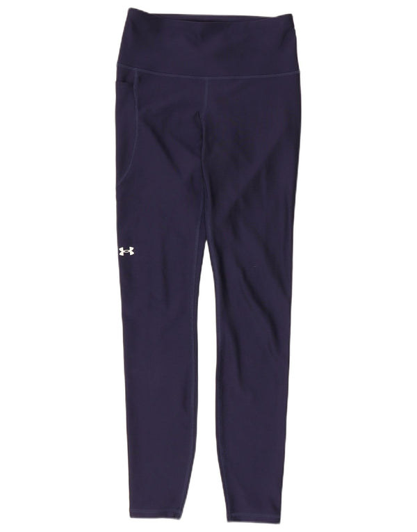 Under Armour Damen Leggings UK 8 Small Marineblau Polyester