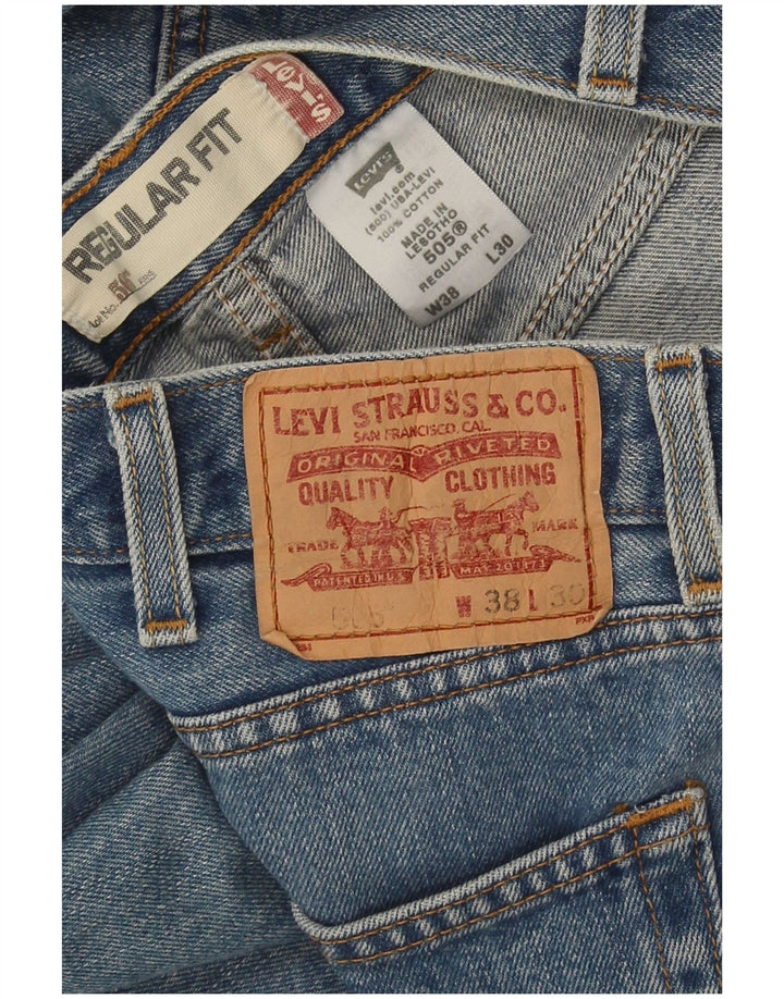 Levi's Herren 505 Regular Fit Straight Jeans W38 L30 Blaue Baumwolle