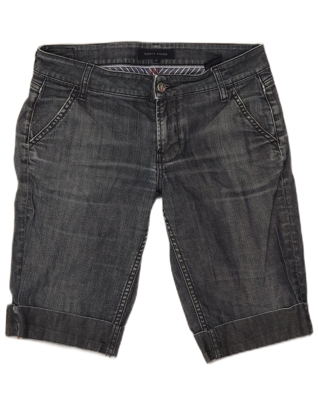 Tommy Hilfiger Damen Bermuda Denim Shorts W28 Mittelblaue Baumwolle