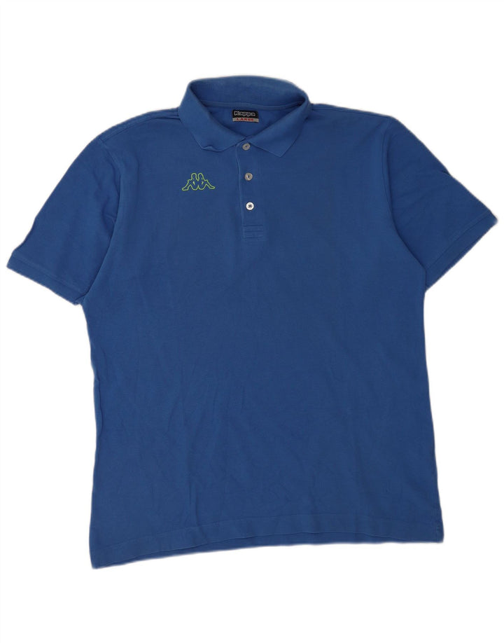 Kappa Herren-Poloshirt mit Grafik, groß, blaue Baumwolle